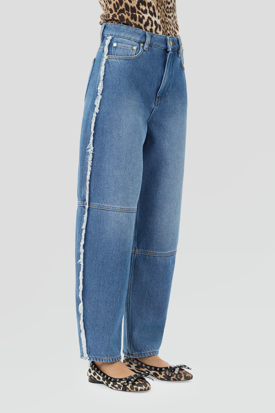 GANNI｜STARY 高腰毛邊繭型牛仔寬褲