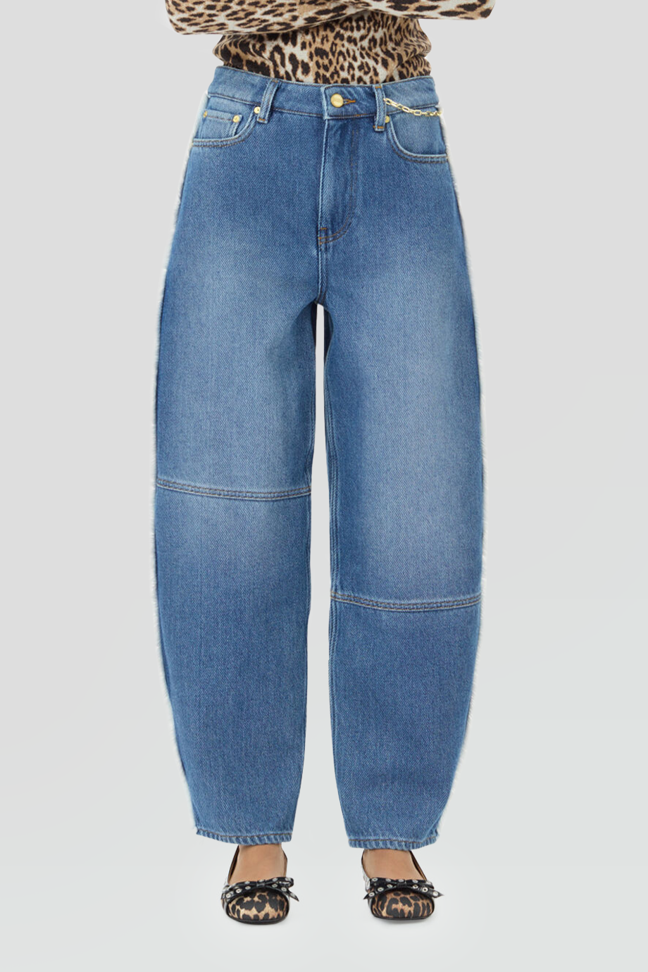 GANNI｜STARY 高腰毛邊繭型牛仔寬褲