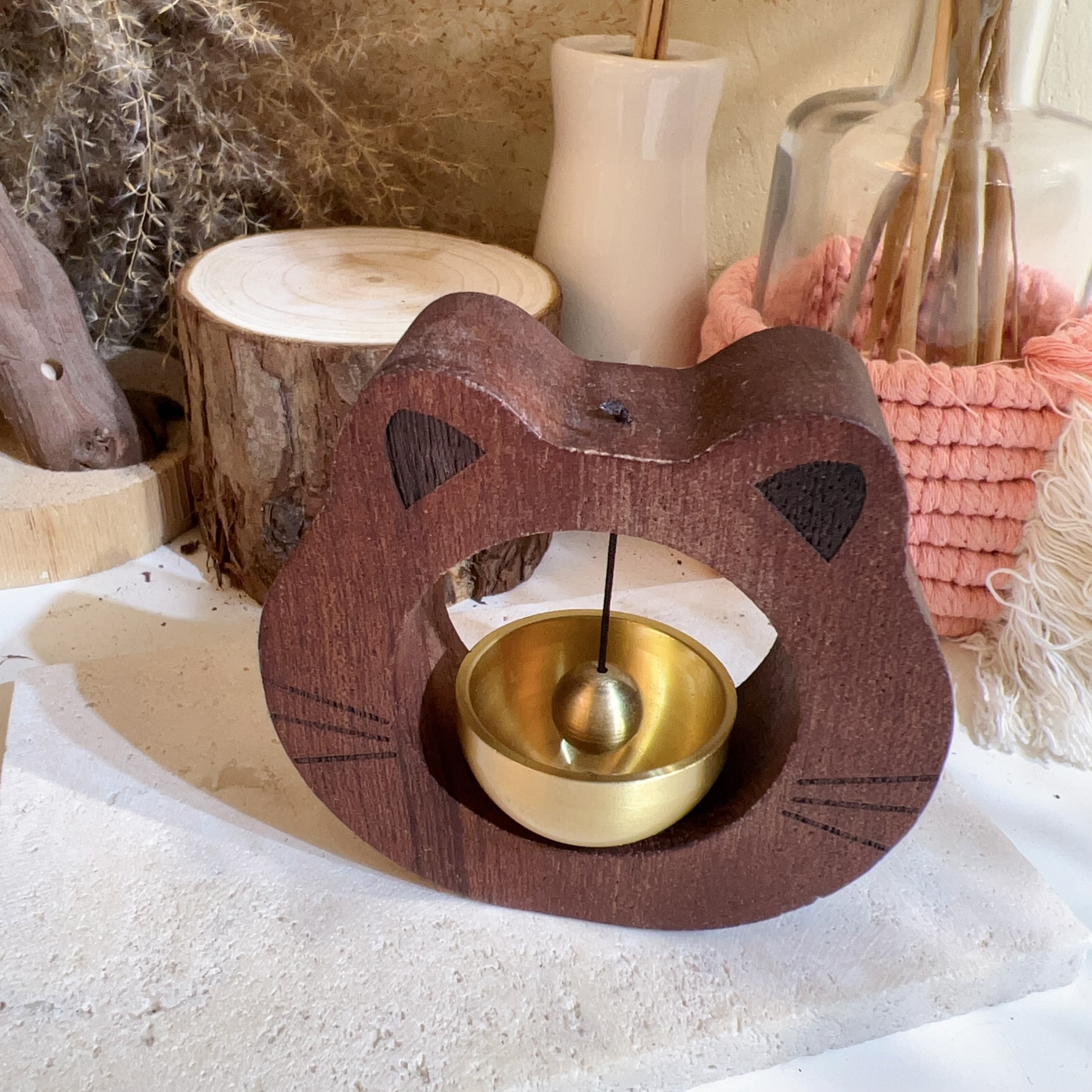 木木貓咪鈴鐺磁石擺件