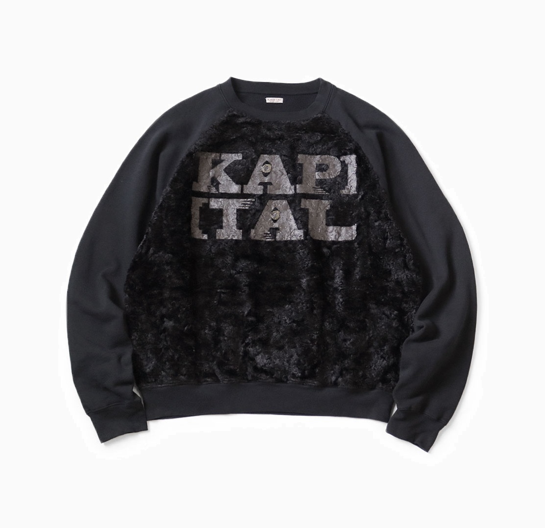 KAPITAL 2024 A/W 30 FLEECE x FUR GRIZZLY SWEATER (SPEAKEASY KAPITAL) - BLACK PRE ORDER ITEM (預訂中)