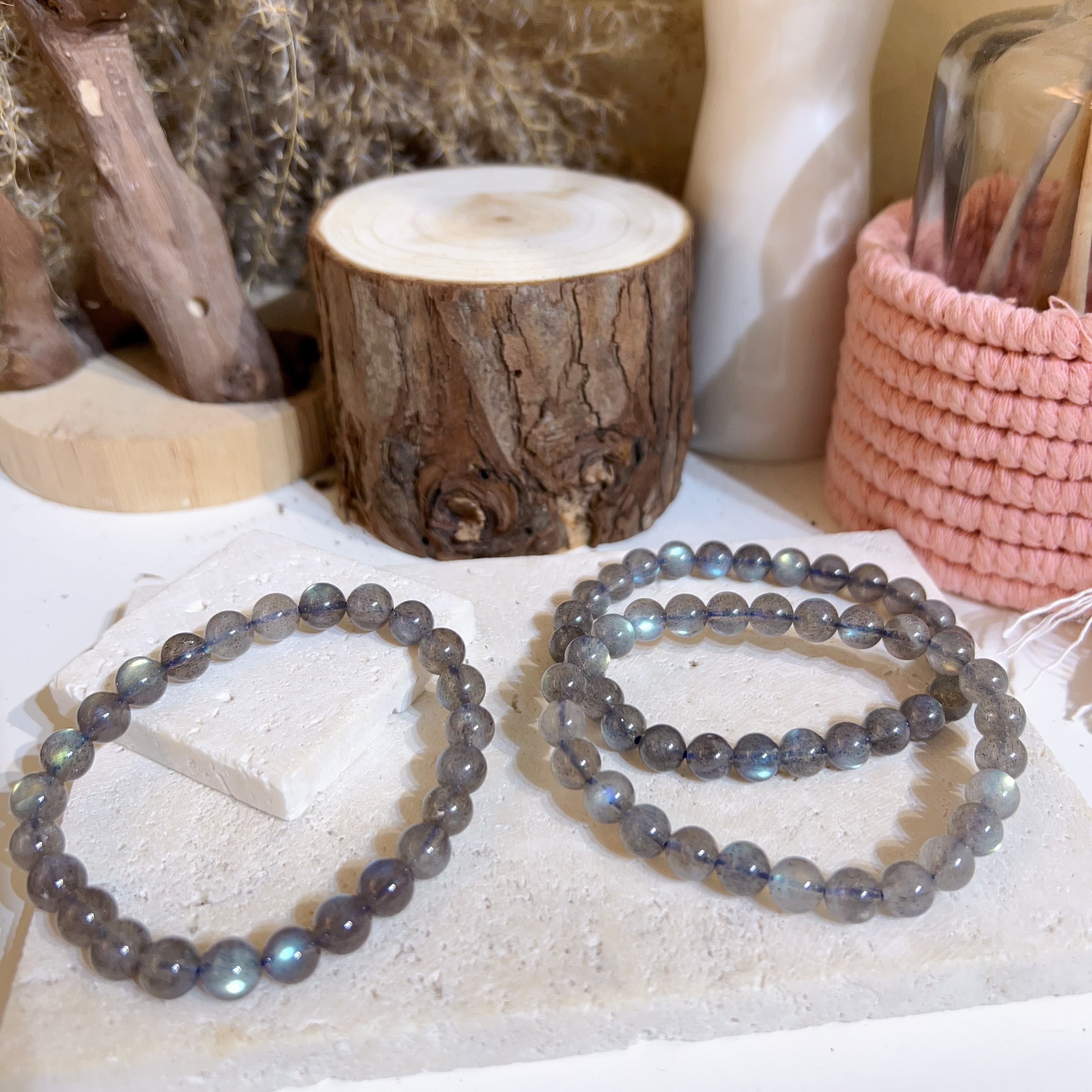 綠光森林灰月亮手串 7mm