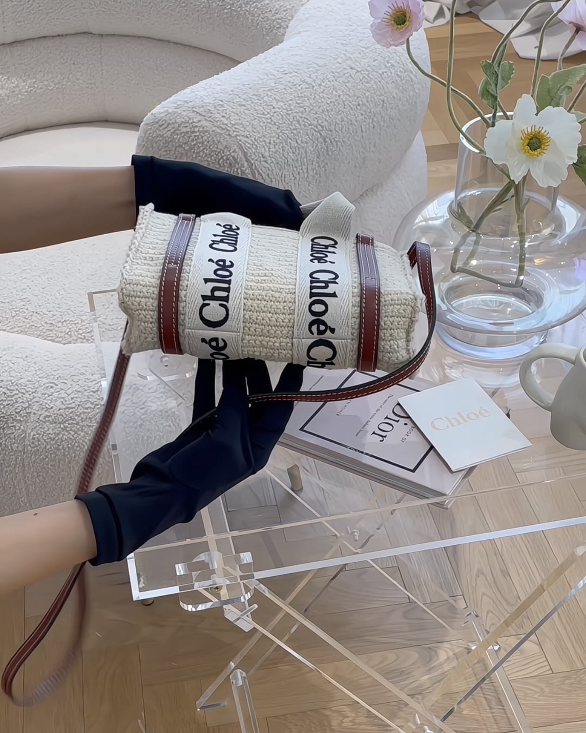 CHLOE｜Woody編織迷你托特包 棕色