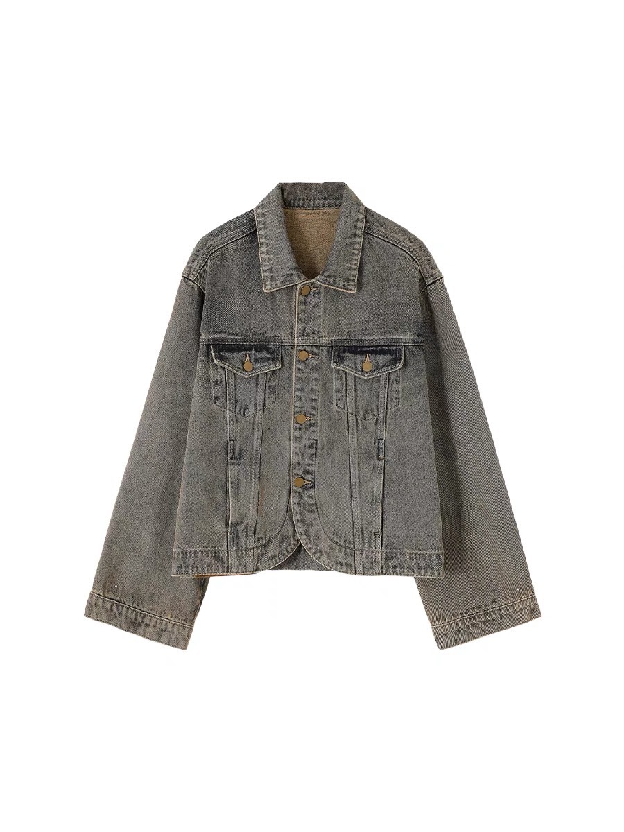 CONP 復古做舊寬袖牛仔夾克
