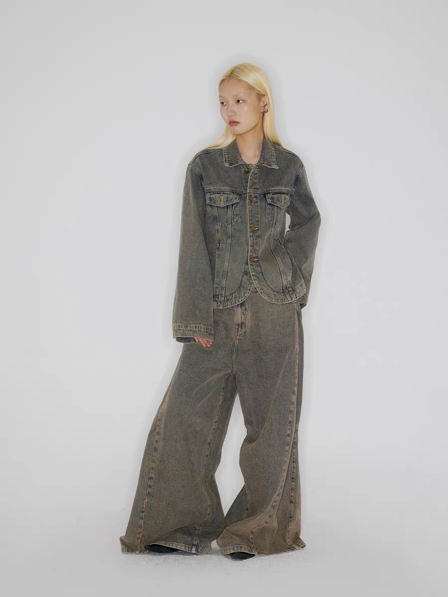 CONP 復古做舊寬袖牛仔夾克