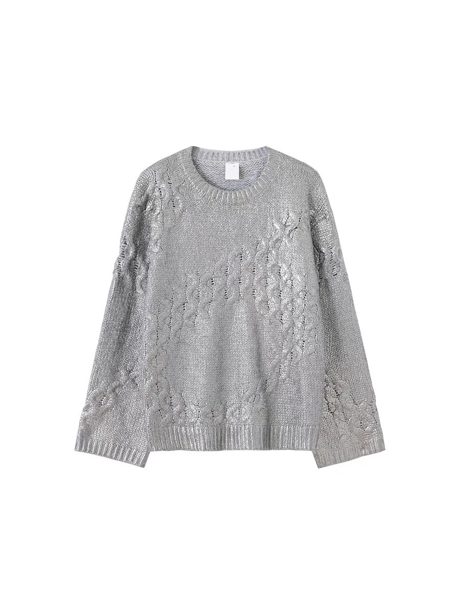 CONP 金屬感塗層不規則立體輪廓毛衣