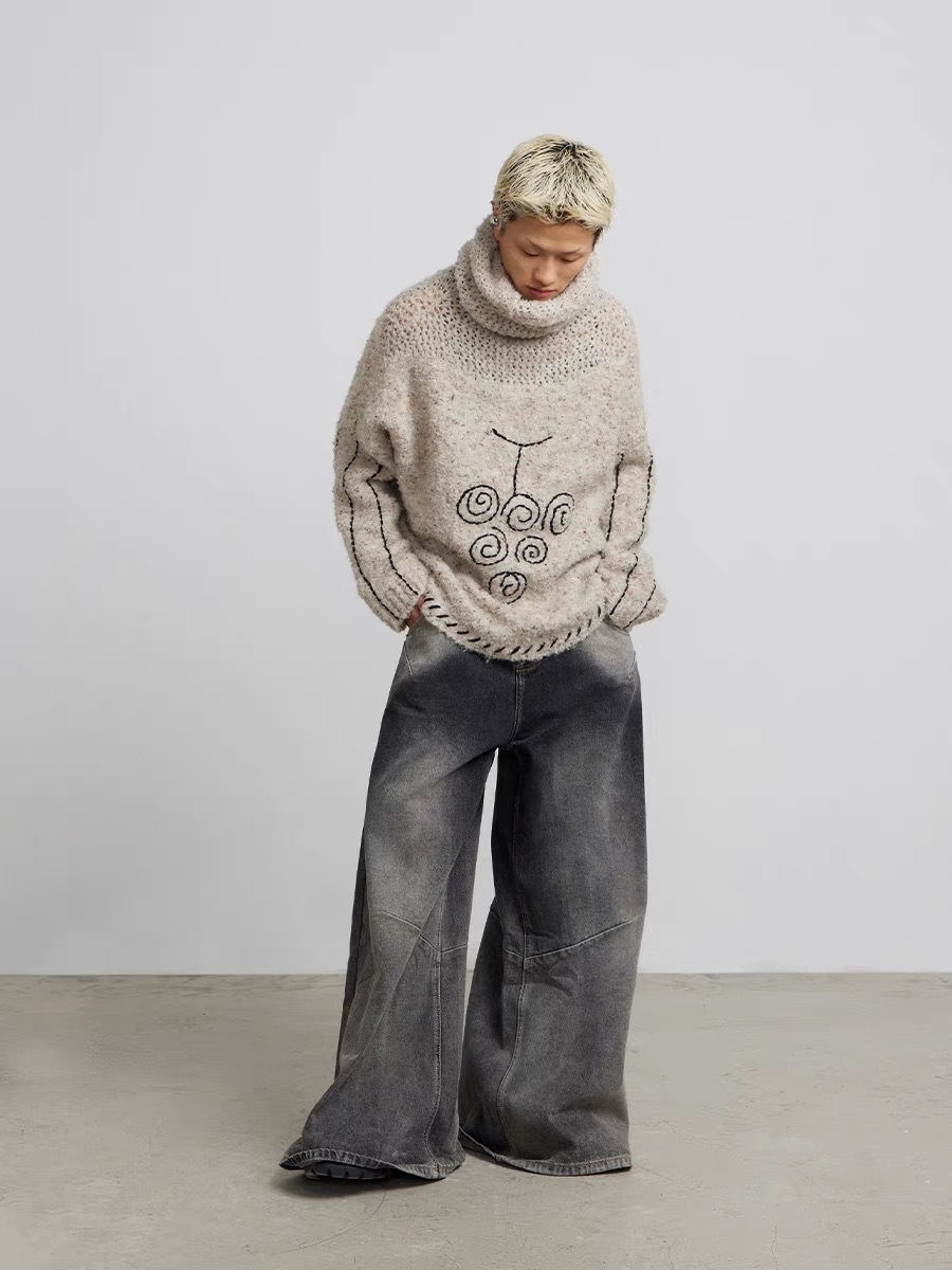 CONP 葡萄粗針織高領毛衣