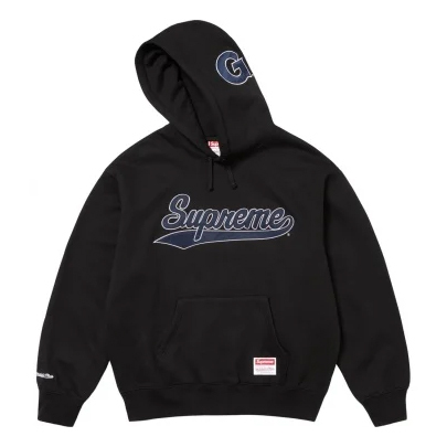SUPREME X MITCHELL & NESS NCAA HOODED SWEATSHIRT FW24 帽T 美國大學 聯名 曲棍球 粉紅/黑-TH11435