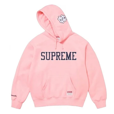 SUPREME X MITCHELL & NESS NCAA HOODED SWEATSHIRT FW24 帽T 美國大學 聯名 曲棍球 粉紅/黑-TH11435
