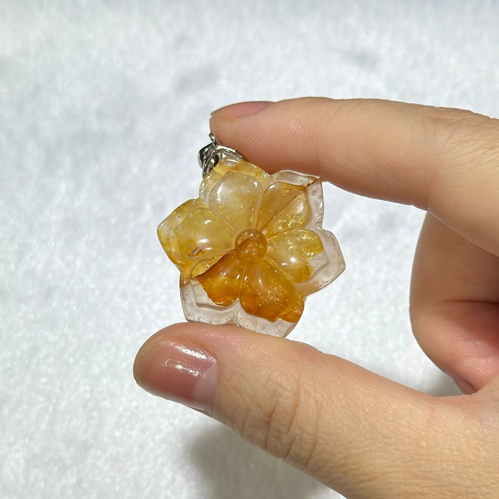 黃膠花 水晶花形吊飾 (#04)