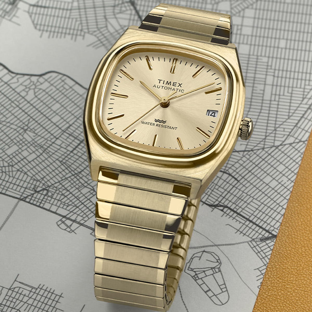 TIMEX 1983 Men's Automatic E Line Reissue Watch 金色 機械錶 TW2Y07200