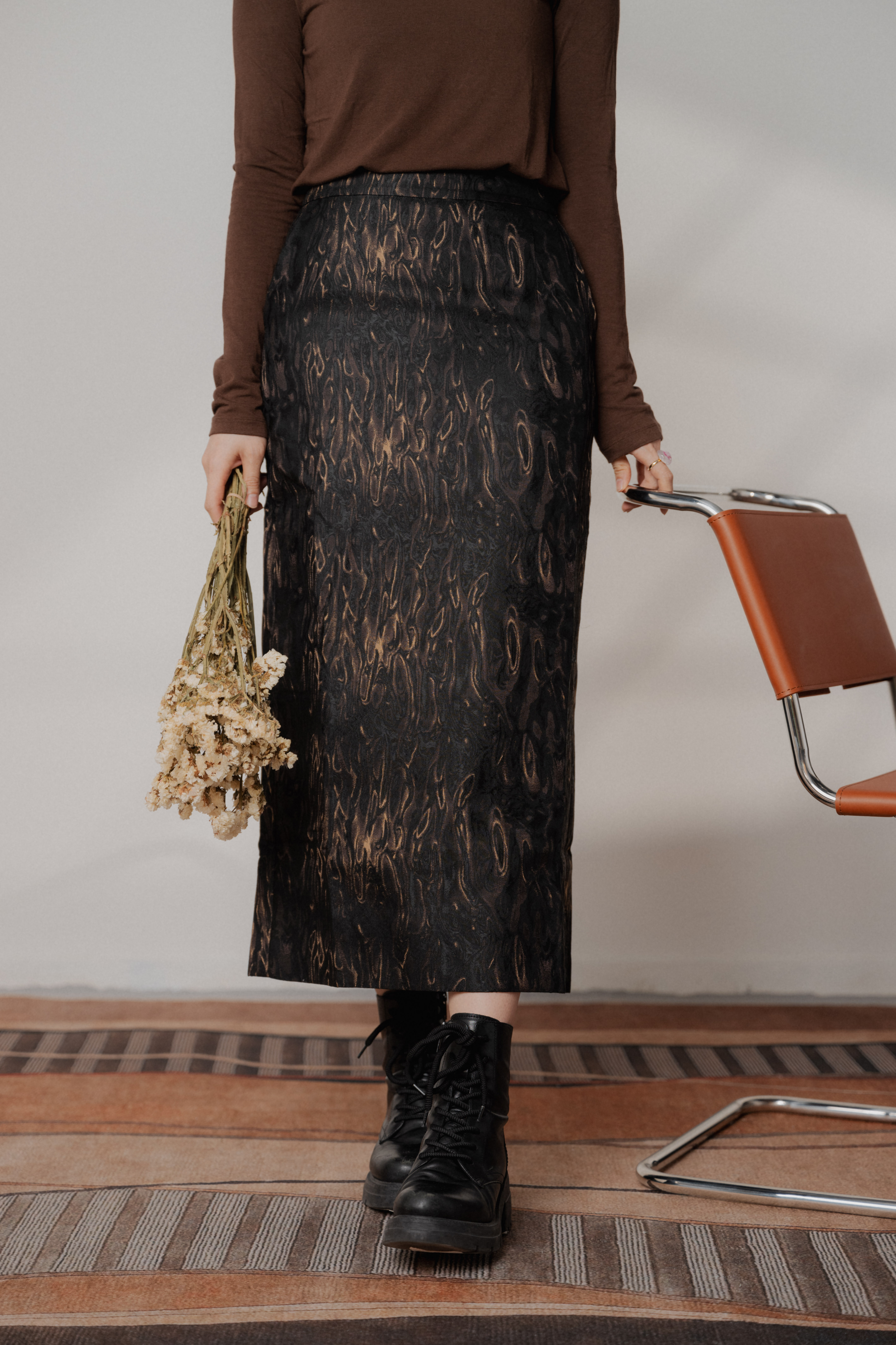 油彩畫紋直身裙