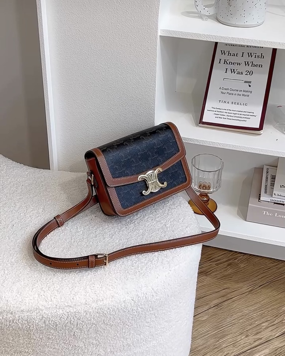 CELINE｜TEEN 凱旋門帆布斜跨包 深老花