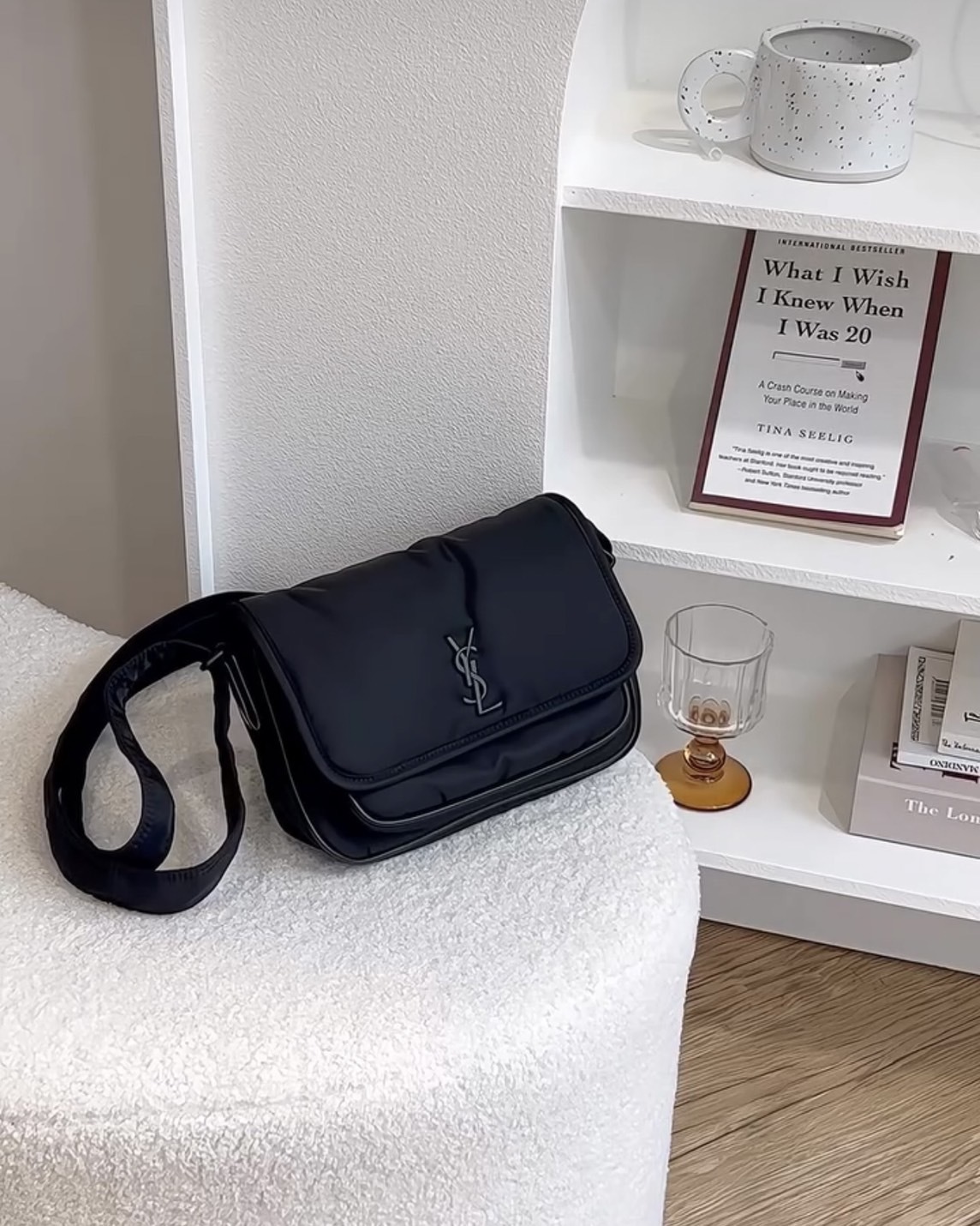 YSL｜NIKI 尼龍小號郵差包 黑色