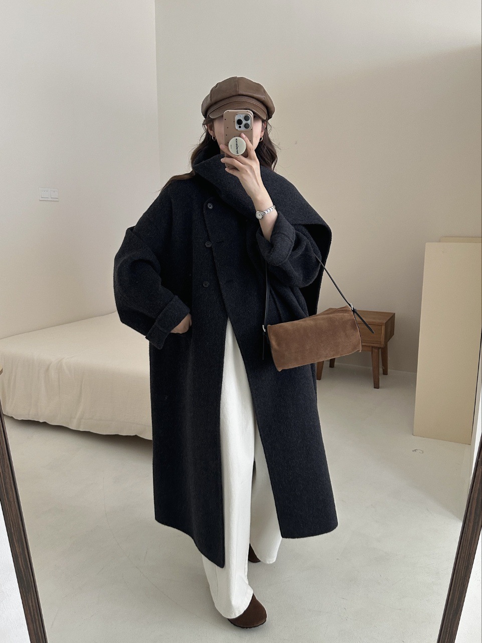 ᴷᴼᴿᴱᴬ 正韓🇰🇷秋冬圍巾設計寬鬆長版羊毛大衣（三色）
