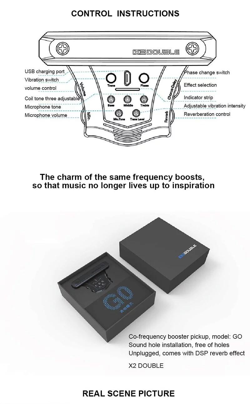 DOUBLE DOUBLE X2 G0 吉他精靈 加震拾音器 雙系統拾音器 第 2 張圖片｜三峽吉他 / Bass