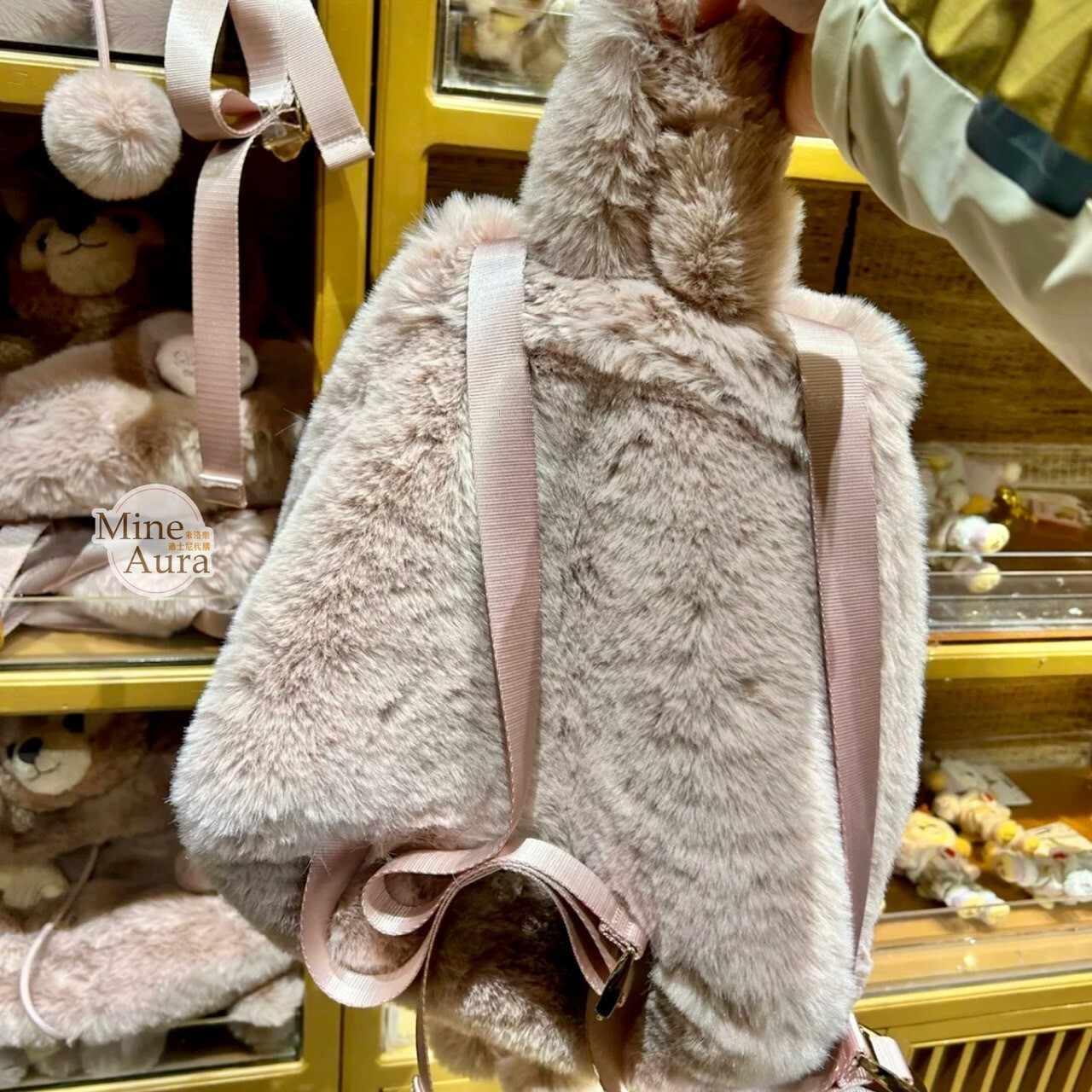 雪莉玫 ShellieMay 絨毛大頭 造型 束口毛球 後背包 -上海迪士尼樂園