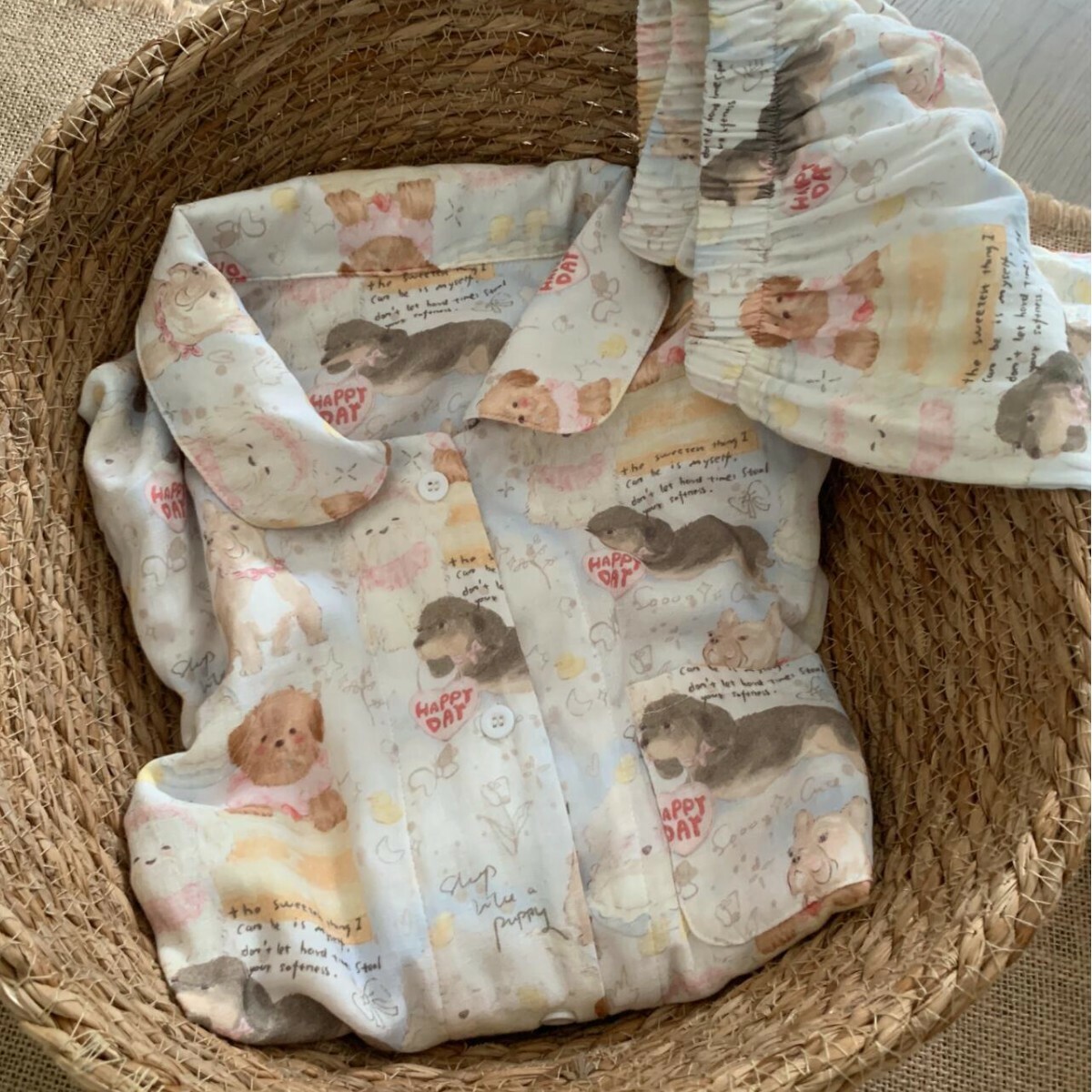 《5297》狗狗樂園翻領長袖長褲睡衣套裝