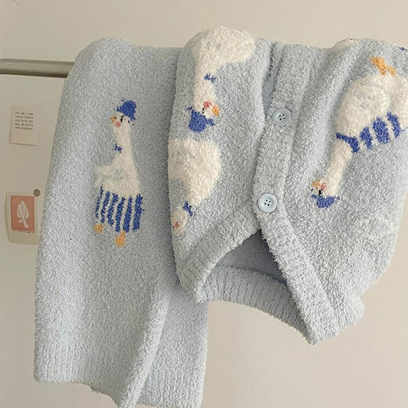 《5298》保暖可愛卡通半邊絨睡衣套裝