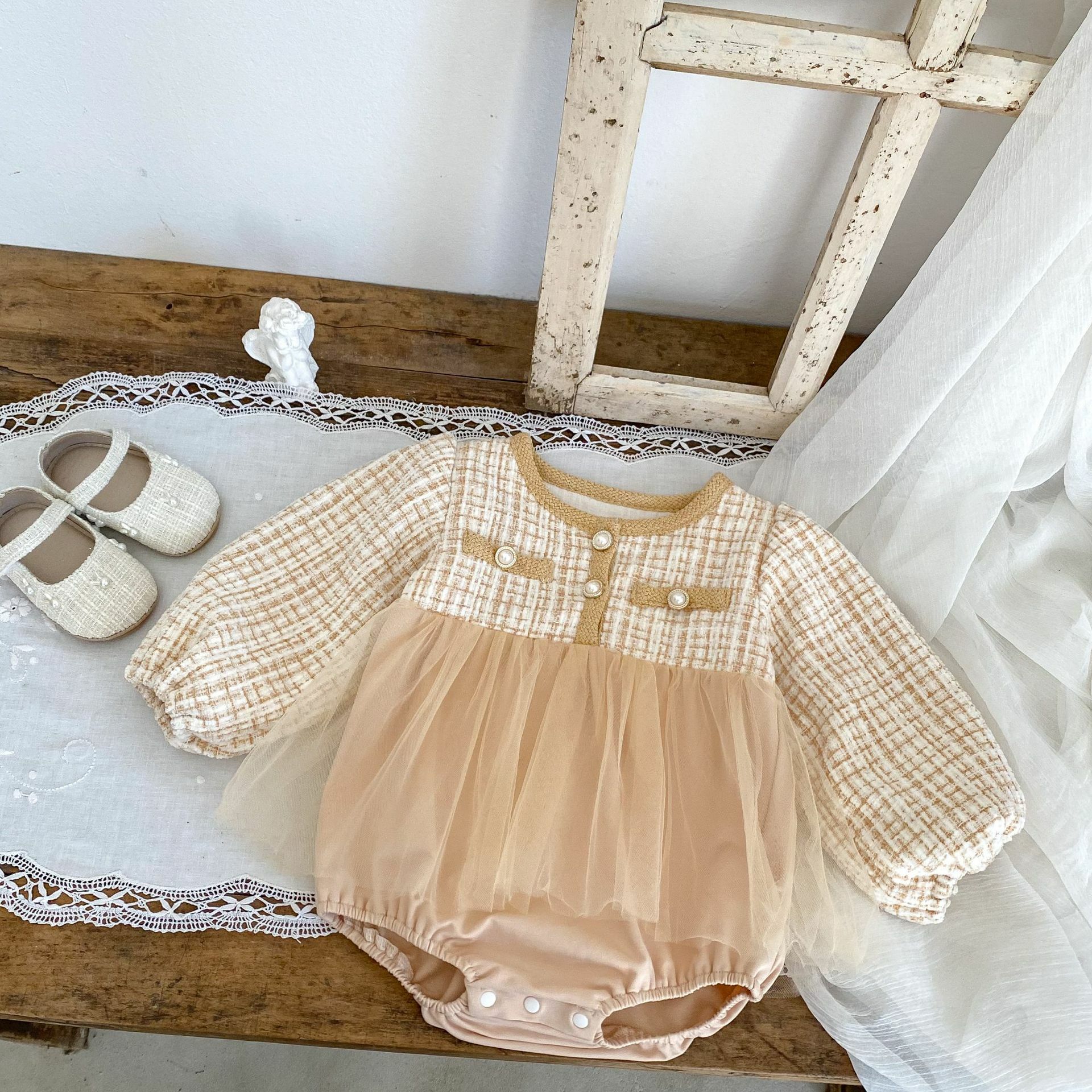 珍珠色淑女BB包屁紗裙