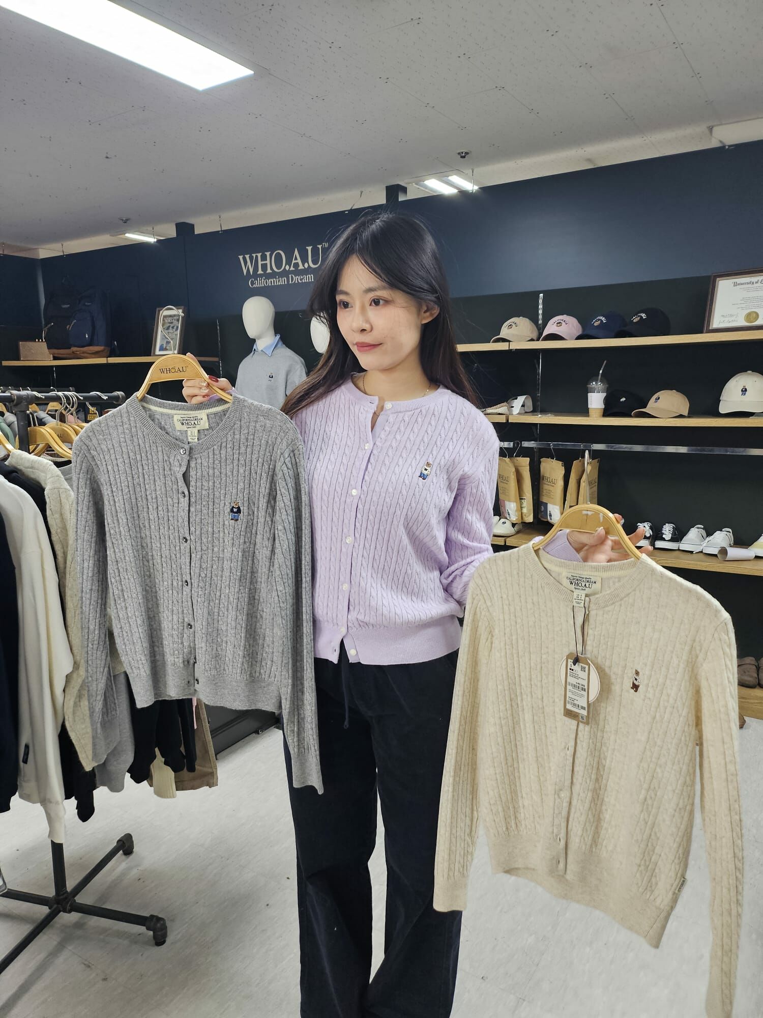WHO A U - Steve High Gauge Wool Cardigan *3色* (WHCKG1215F)