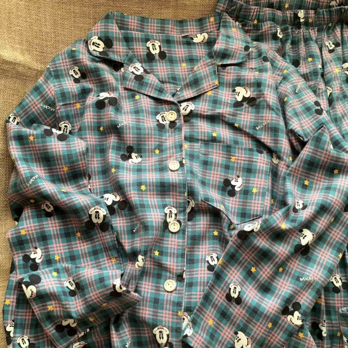 《5299》復古格紋米奇西裝領睡衣套裝