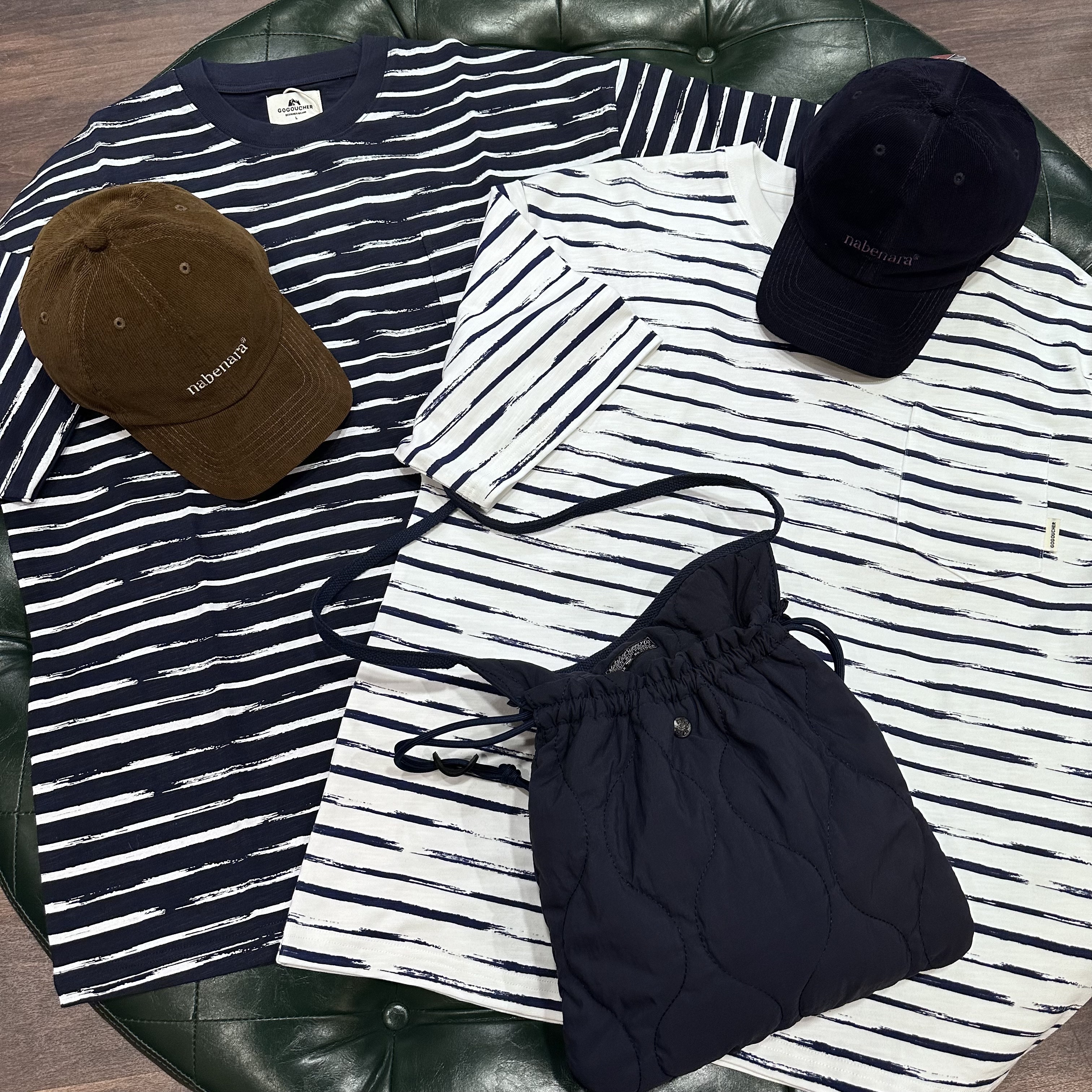 重磅竹節棉條紋口袋TEE