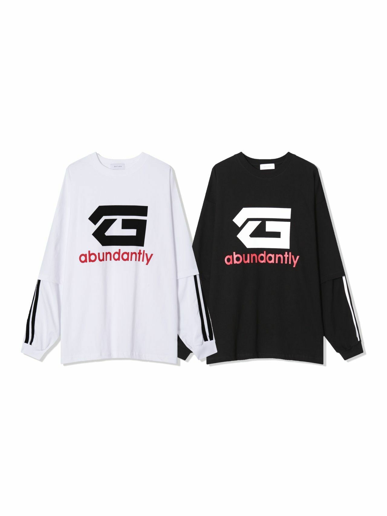英文字假兩件長袖衫 GATHER-022T