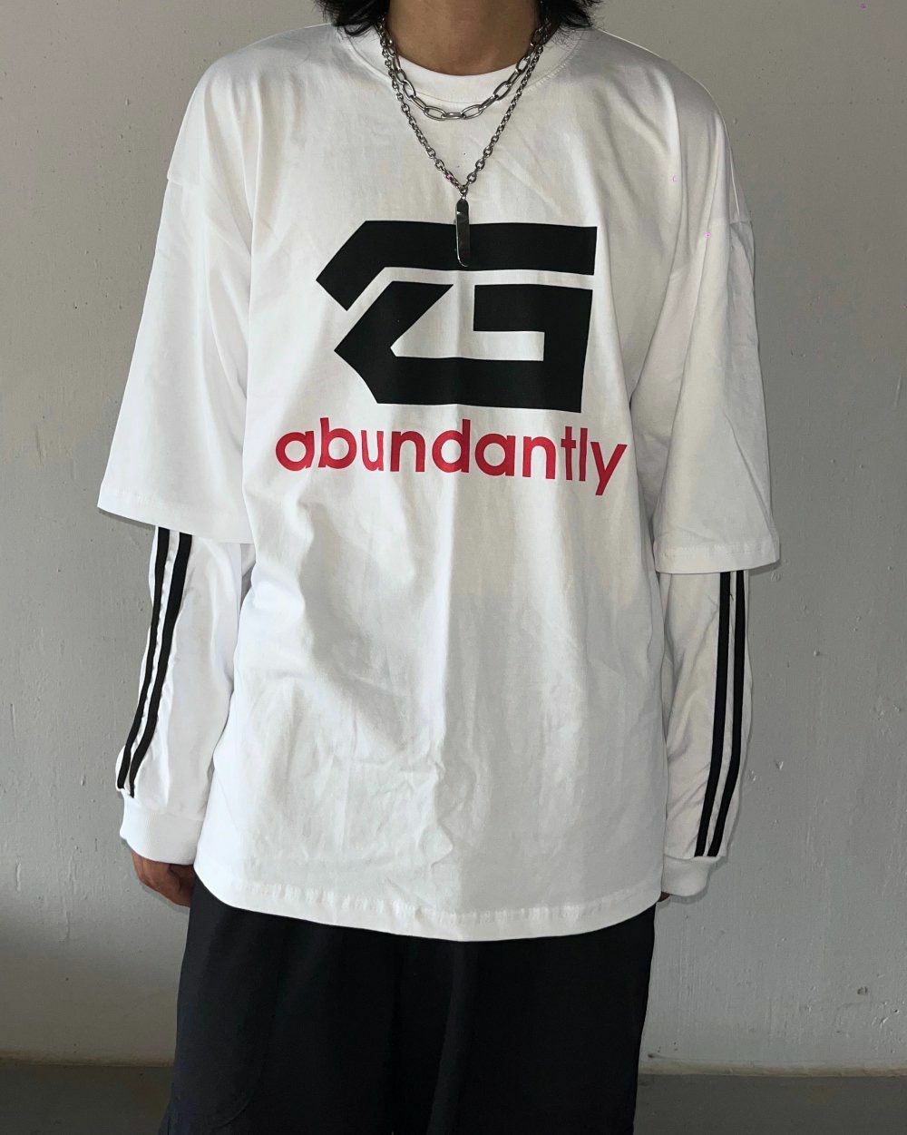 英文字假兩件長袖衫 GATHER-022T