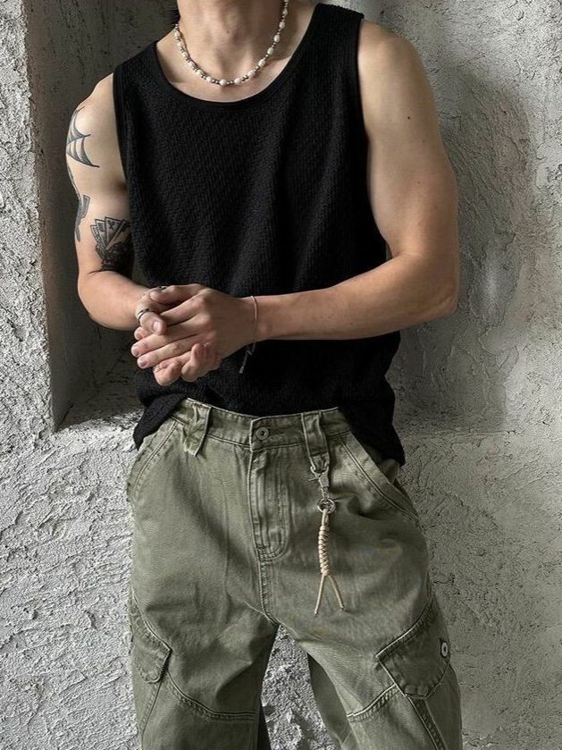 淨色暗紋背心 OWN-056V