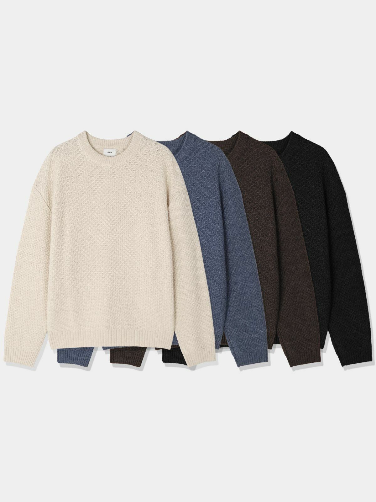 淨色圓領暗紋針織衫 OWN-059T