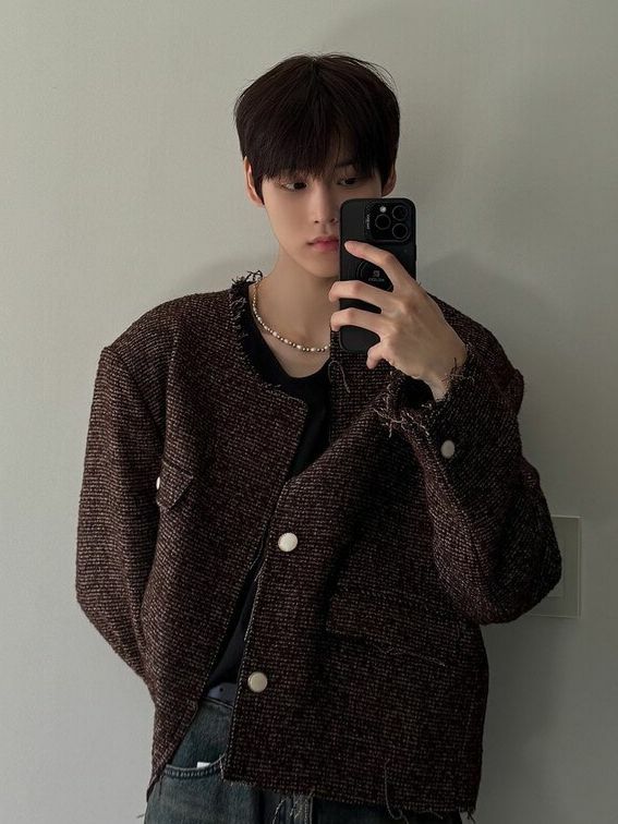 圓領閃條破邊開胸外套 OWN-063JK