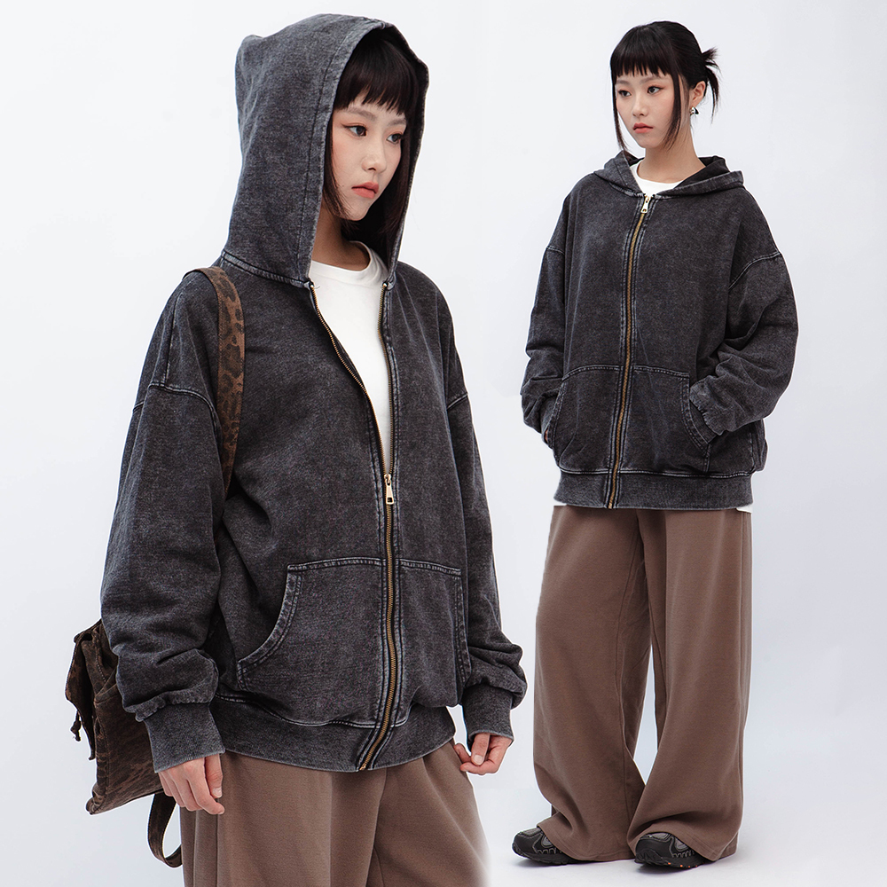 做舊連帽長版外套(in stock)