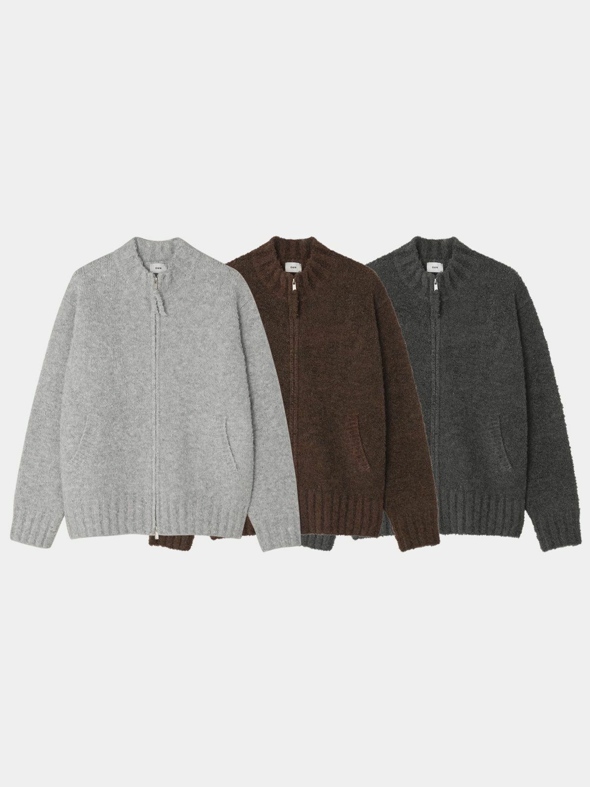 淨色拉鍊針織外套 OWN-076JK