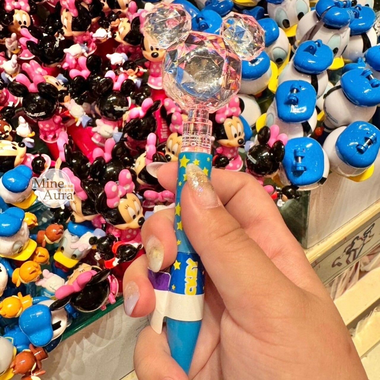 米奇 Mickey 立體米奇頭 鑽石切面 造型 發光 圓珠筆 -香港迪士尼樂園