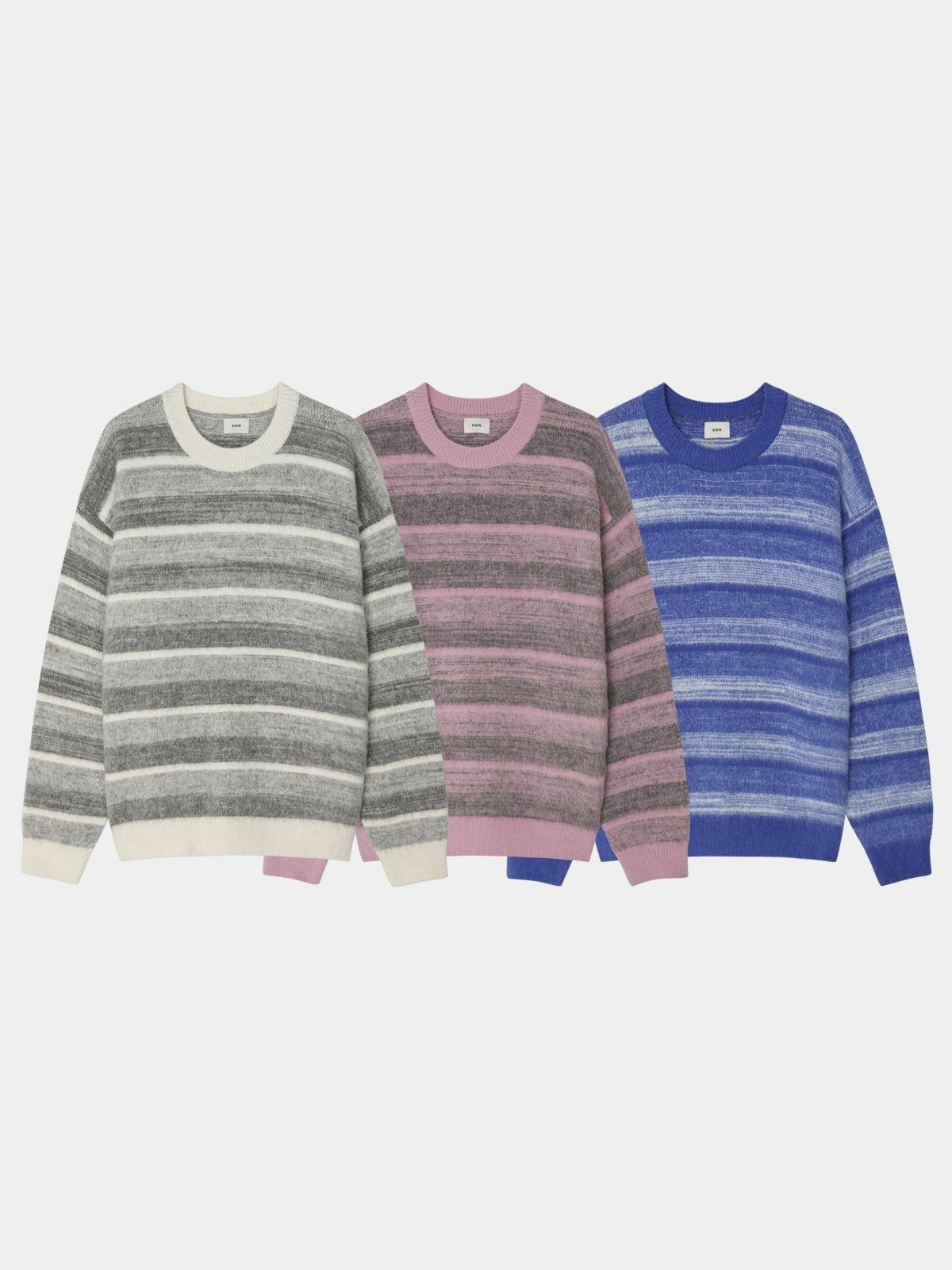 圓領橫間針織衫 OWN-079T