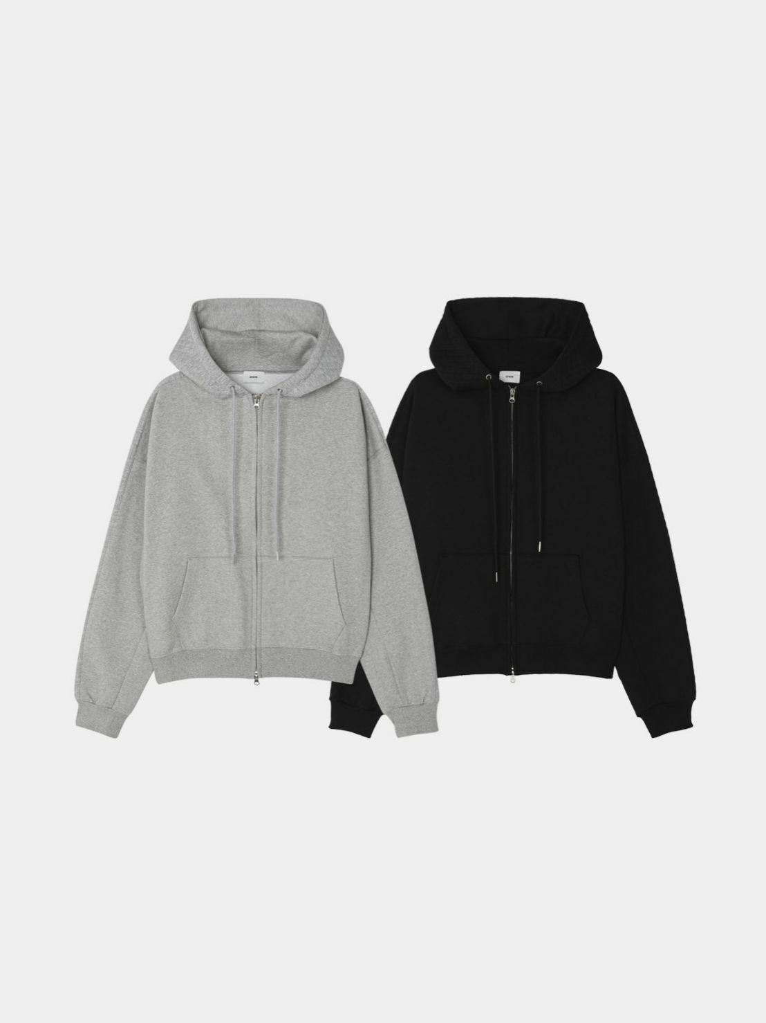 淨色拼暗格紋連帽拉鍊外套 OWN-080JK