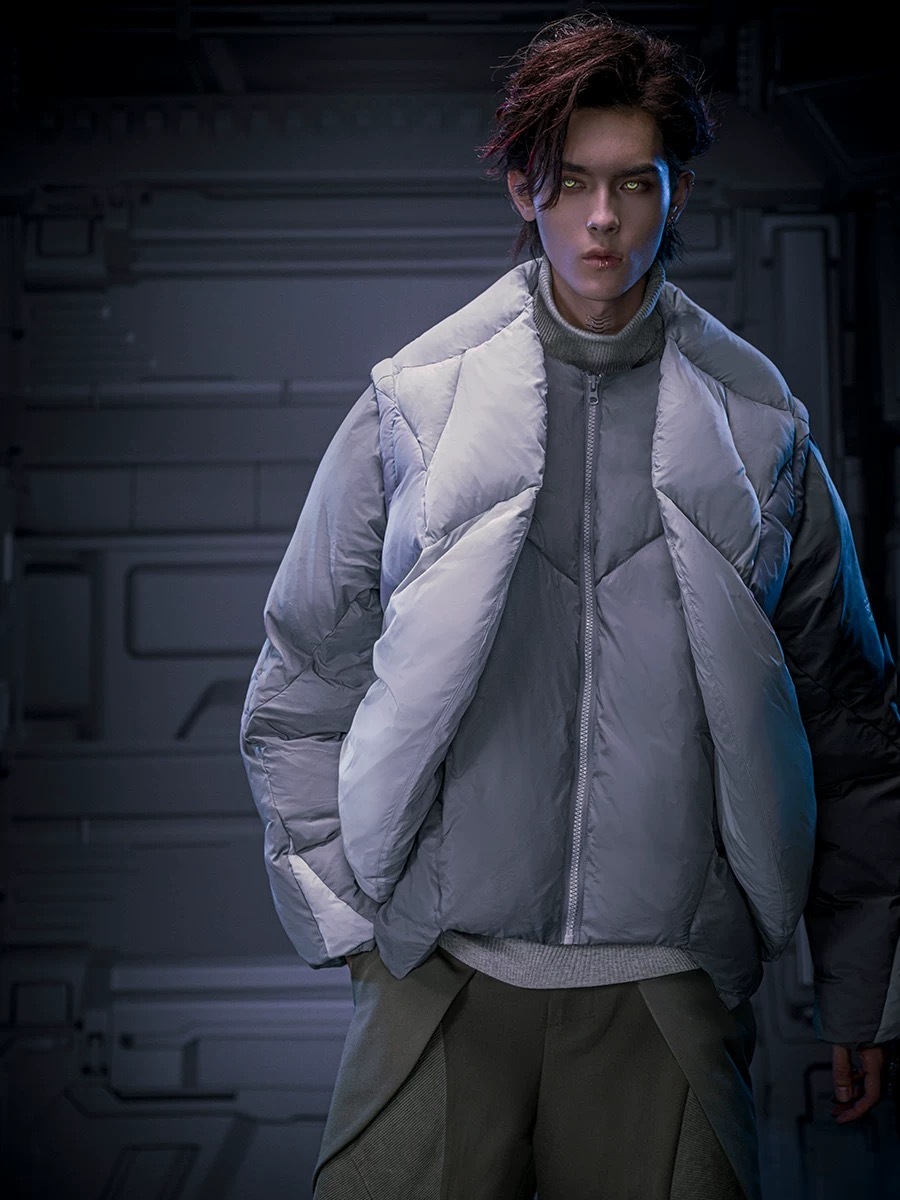 不作惡「外在舞強熱衣_多型態」賽博龐克可拆卸袖多穿加厚保暖外套