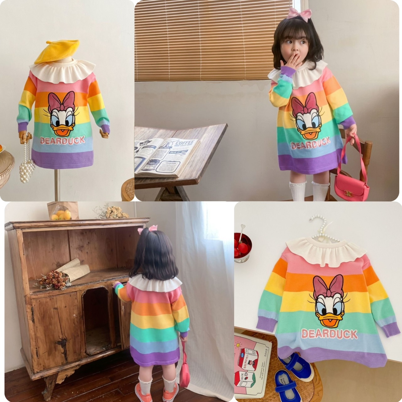 韓版彩虹鴨仔兒童連衣裙- 2401963