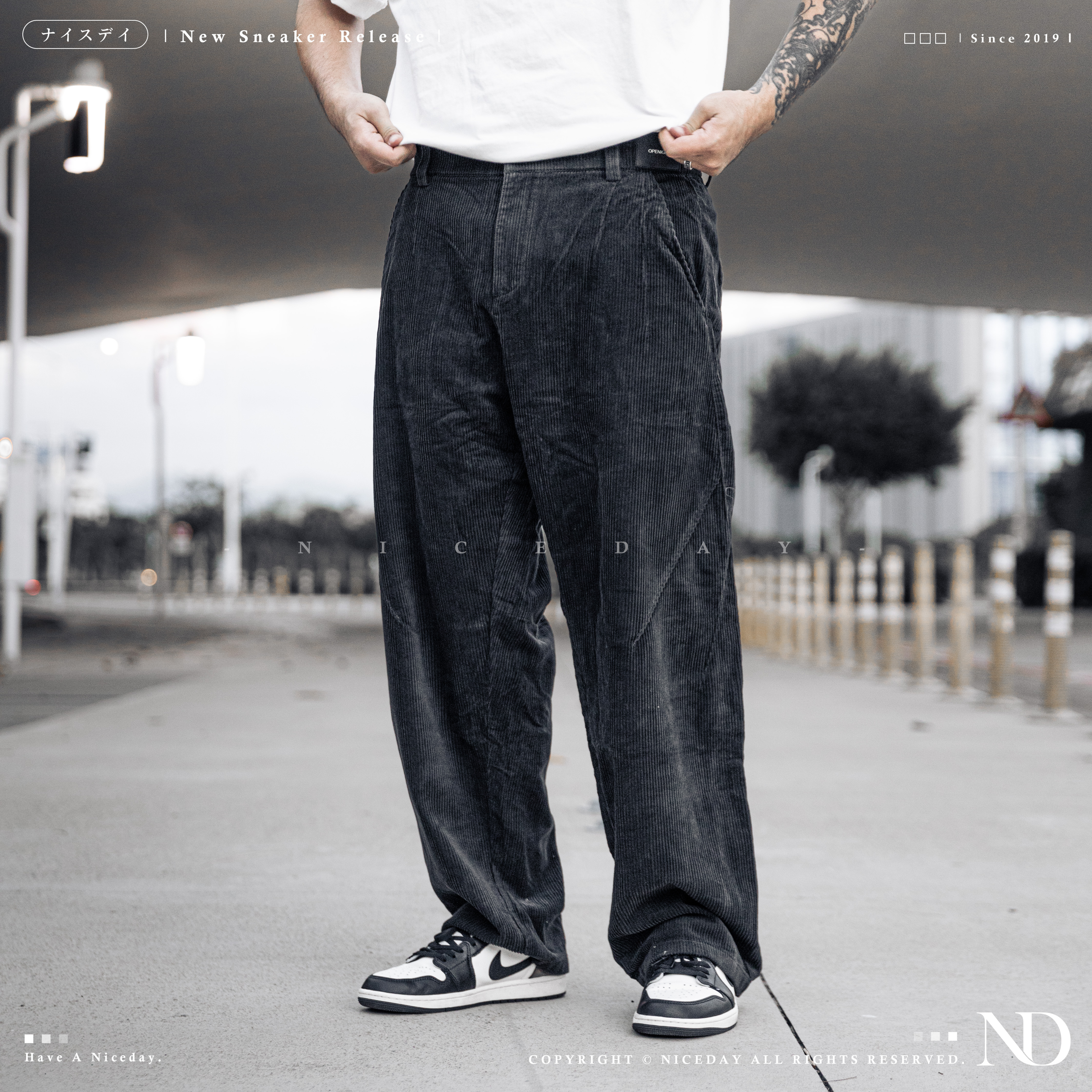 NICEDAY 預購 服飾 美式復古 燈心絨 長褲 寬褲 重磅 深灰色 卡其色 兩色