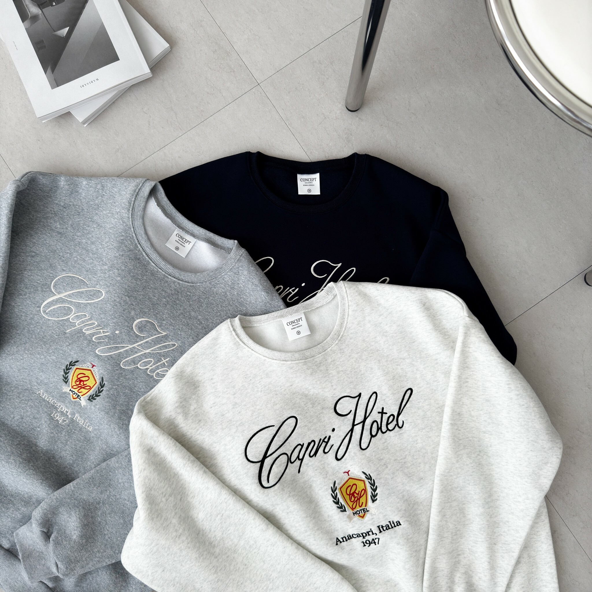 1947草寫英字刺繡大學T(3colors)