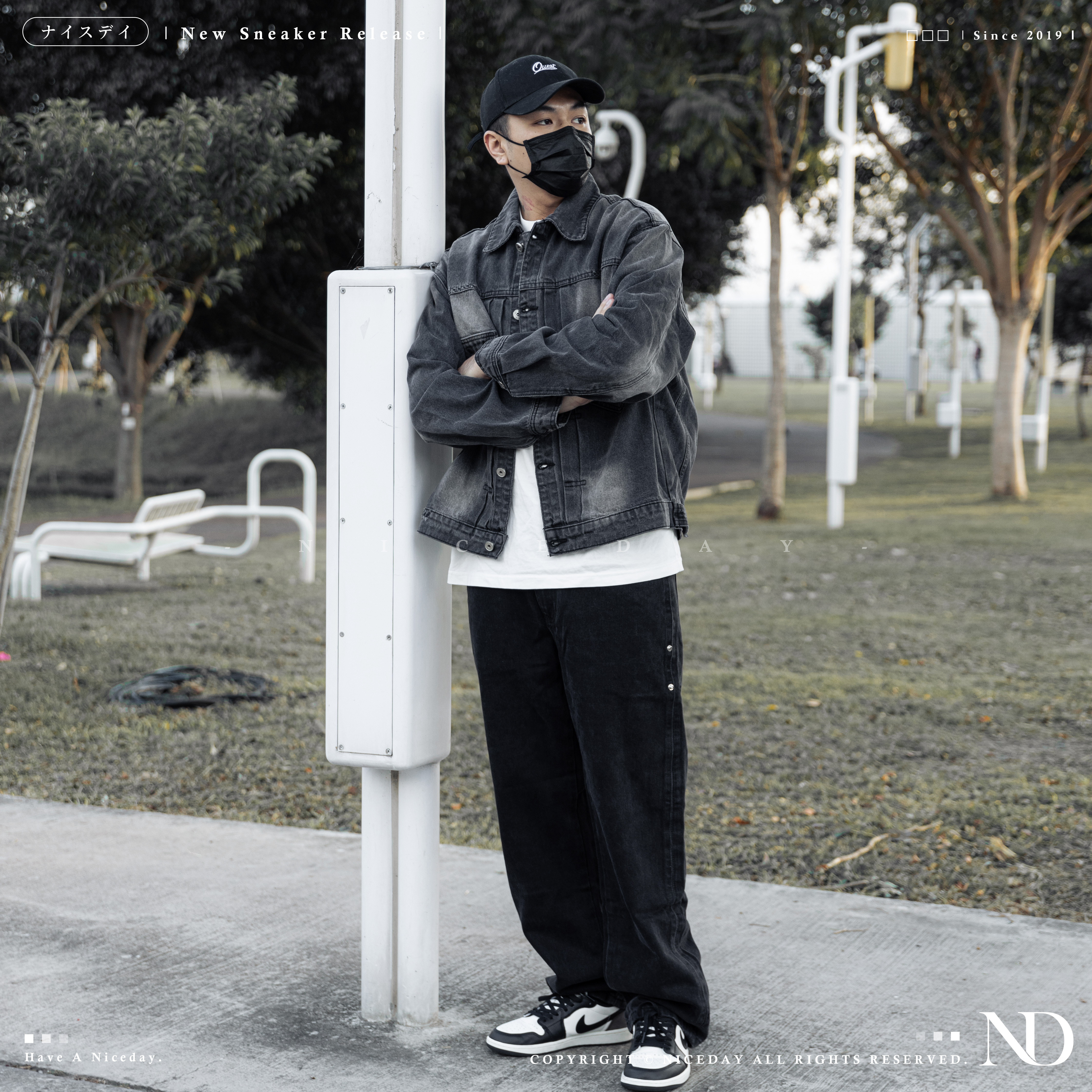 NICEDAY 代購 服飾 美式休閒 水洗黑色牛仔褲 直筒 寬鬆 百搭 黑