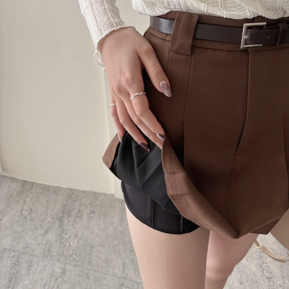 復古學院風! 附皮帶-百褶裙短裙 短褲裙(現貨)