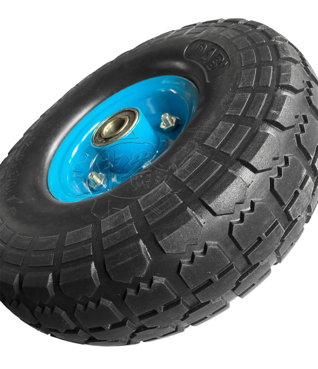 ＊中崙五金【附發票】專業10吋 PU輪 防刺胎 防刺風輪 免打氣輪胎 手推車 獨輪車 雙軸承設計(藍框)