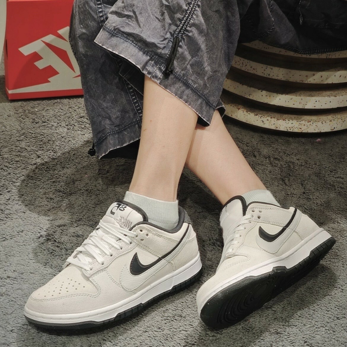 Nike Dunk Low 85 黑灰白 熊貓米白 雙勾 麂皮 HV1800101