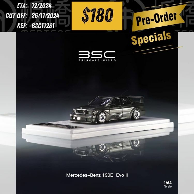 PO-$180 * BSC * 1:64 MERCEDES BENZ 190E W201 KS CONCEPT GUN GREY [OD23/11]