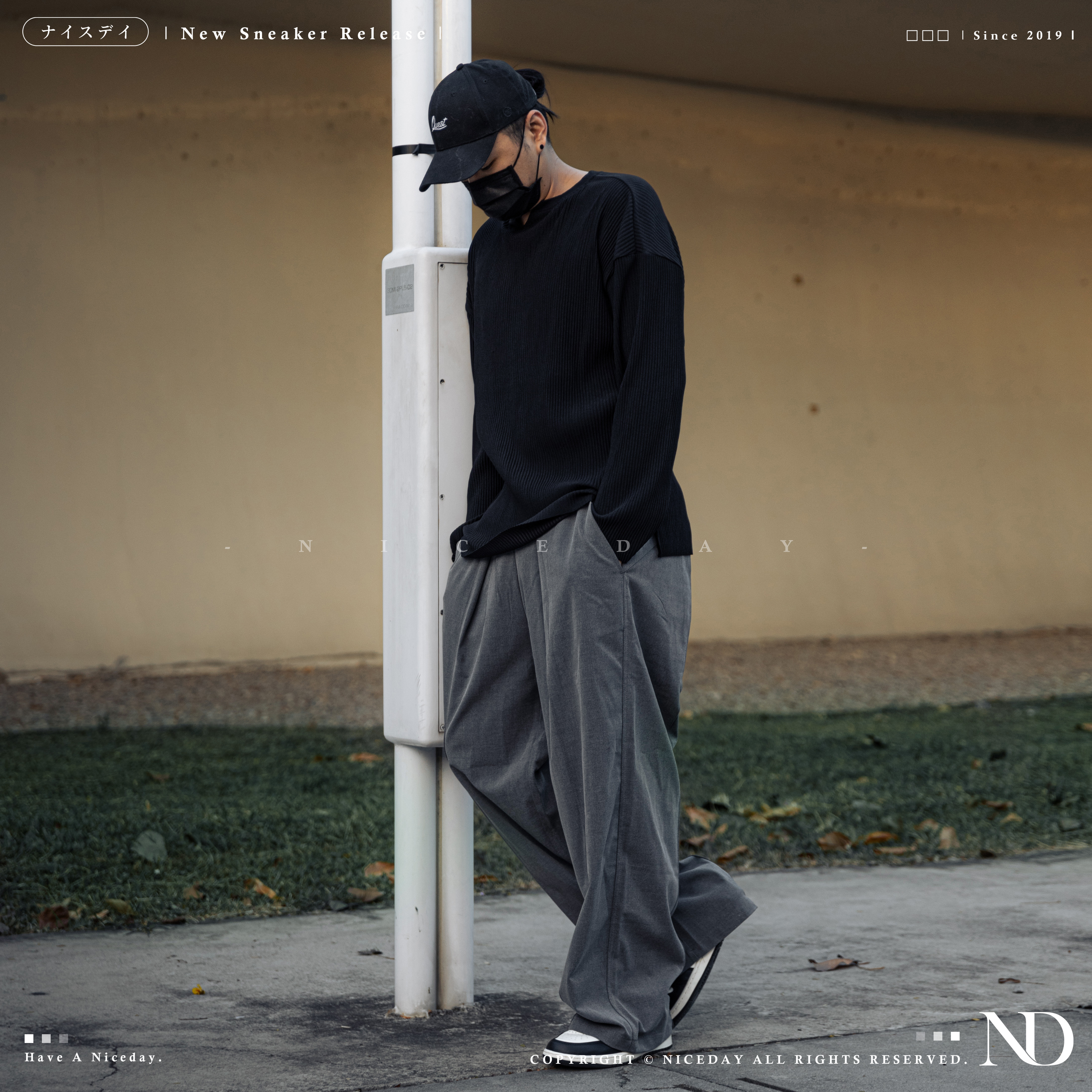 NICEDAY 代購 服飾 寬鬆西裝褲 垂墜感 灰色 黑色 長褲