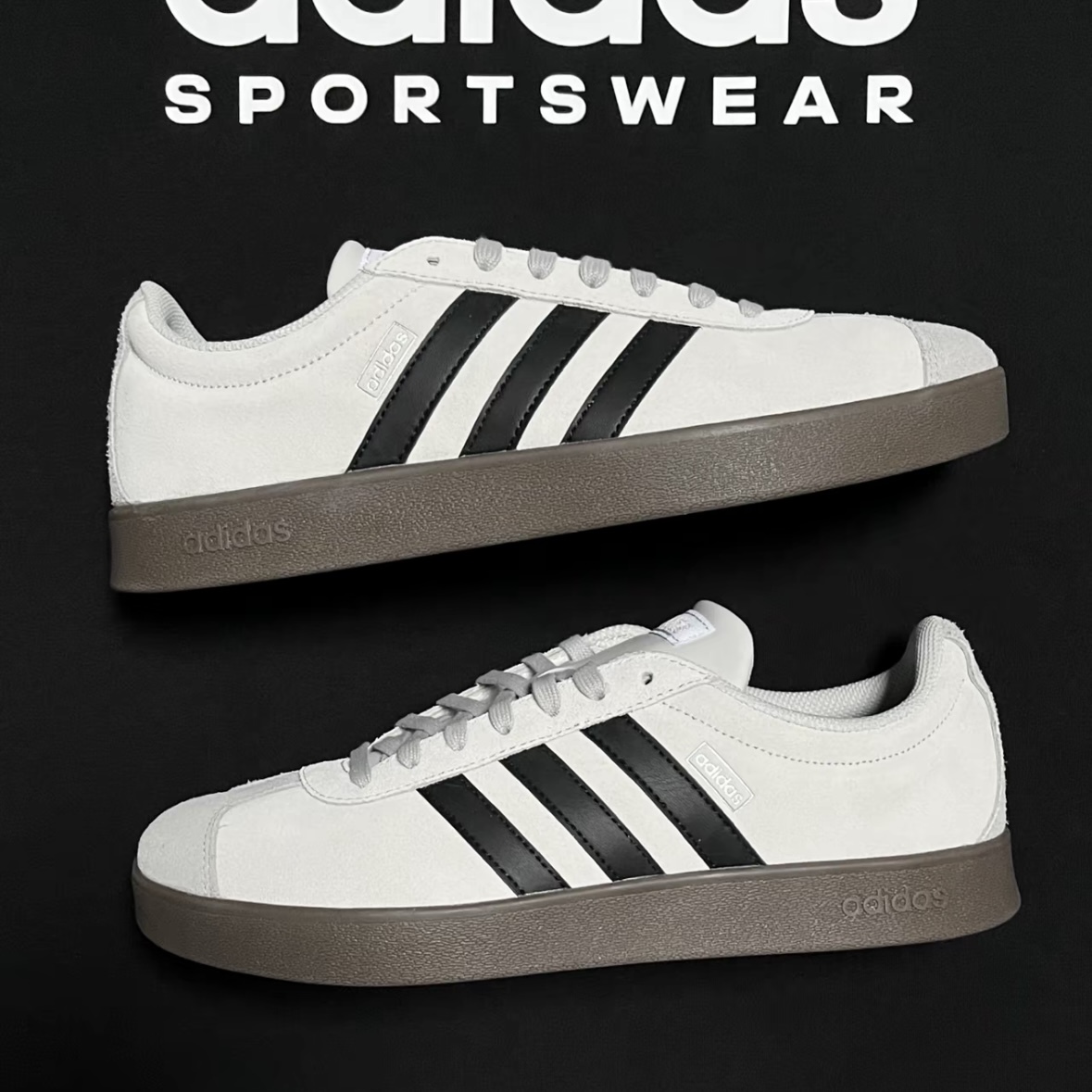 【現貨】Adidas Neo Vl Court 德訓鞋 麂皮 三線 復古米灰