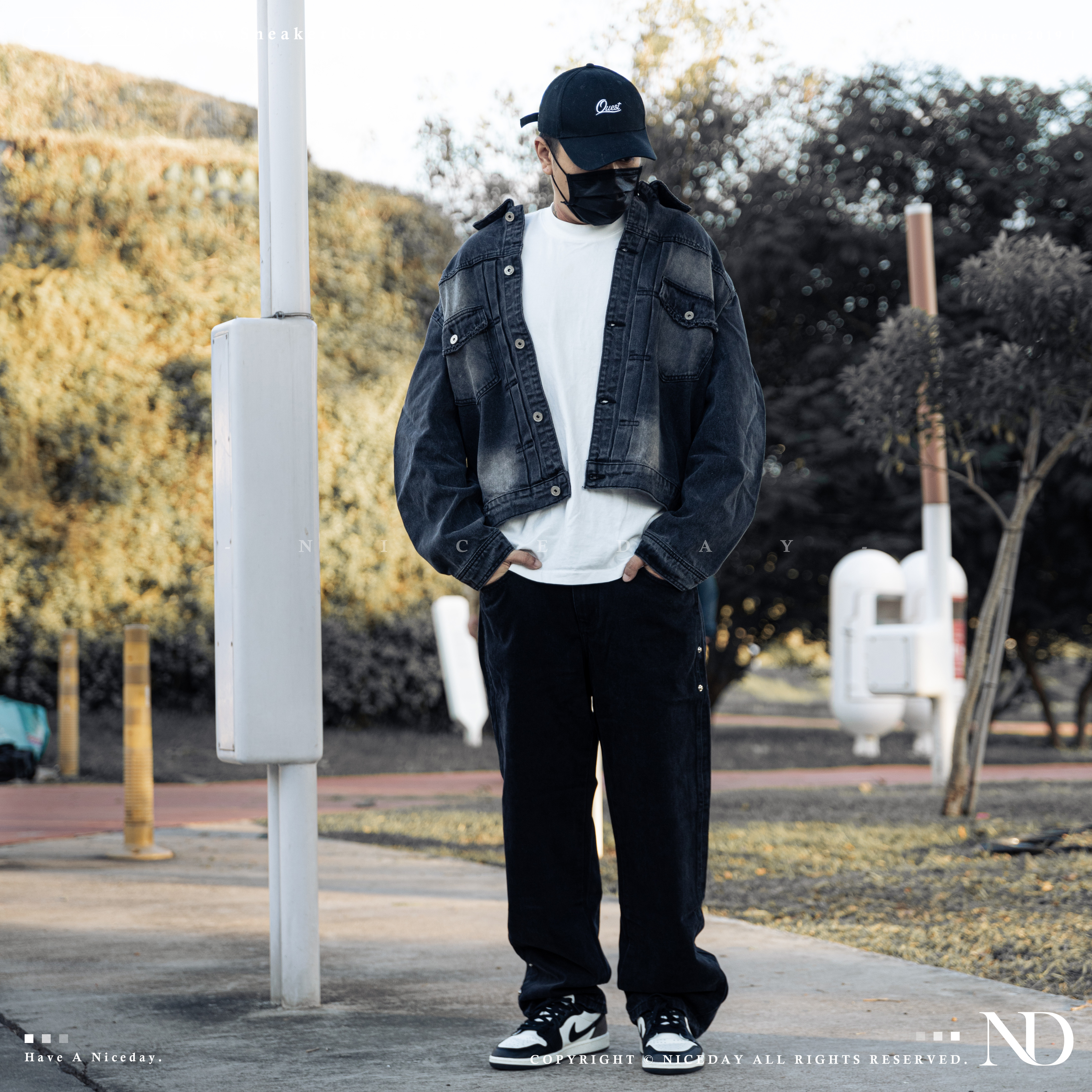 NICEDAY 代購 服飾 工裝牛仔外套 刷舊 外套 黑