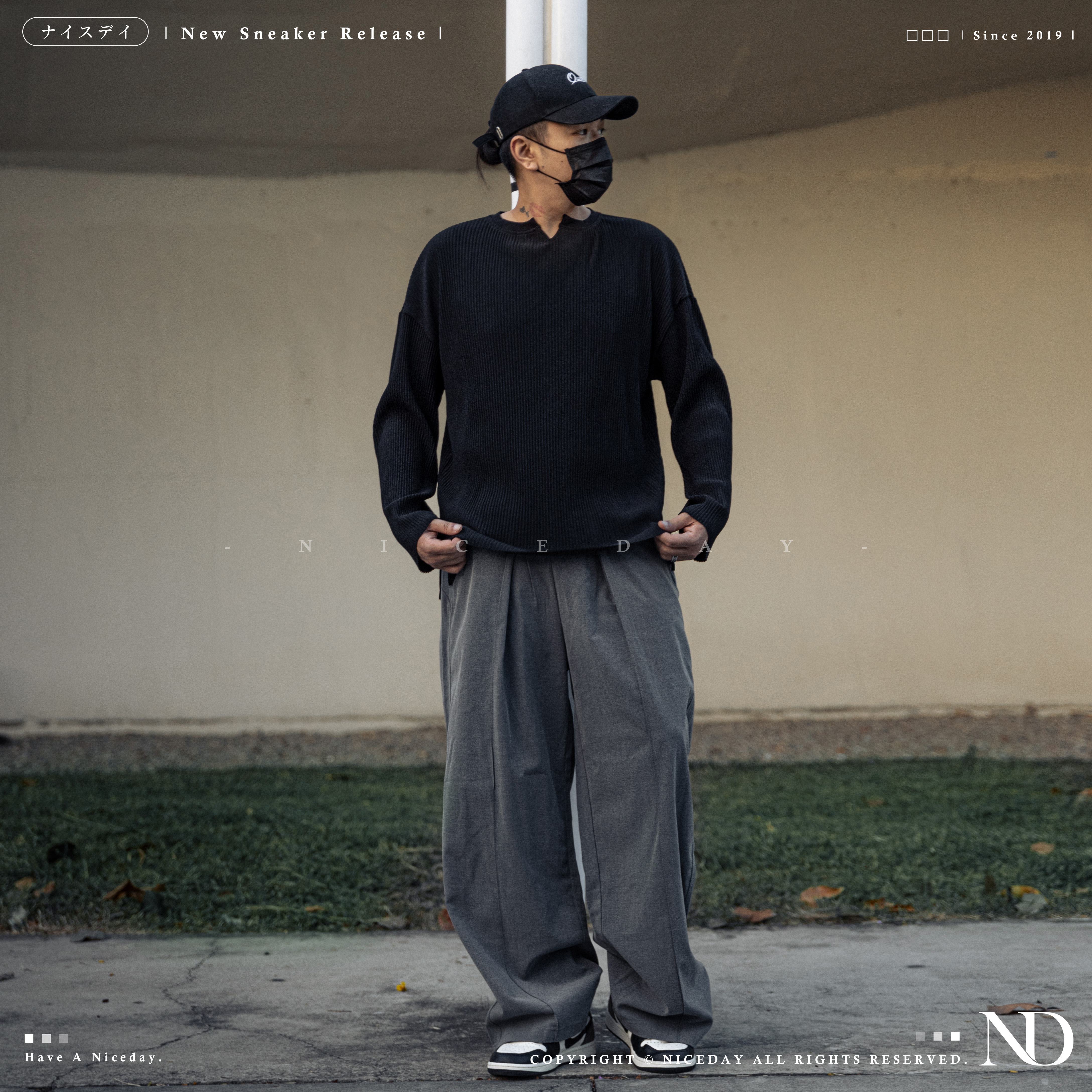 NICEDAY 代購 服飾 冰絲長袖 V領 皺褶 寬鬆 垂墜感 高級感 黑色 白色