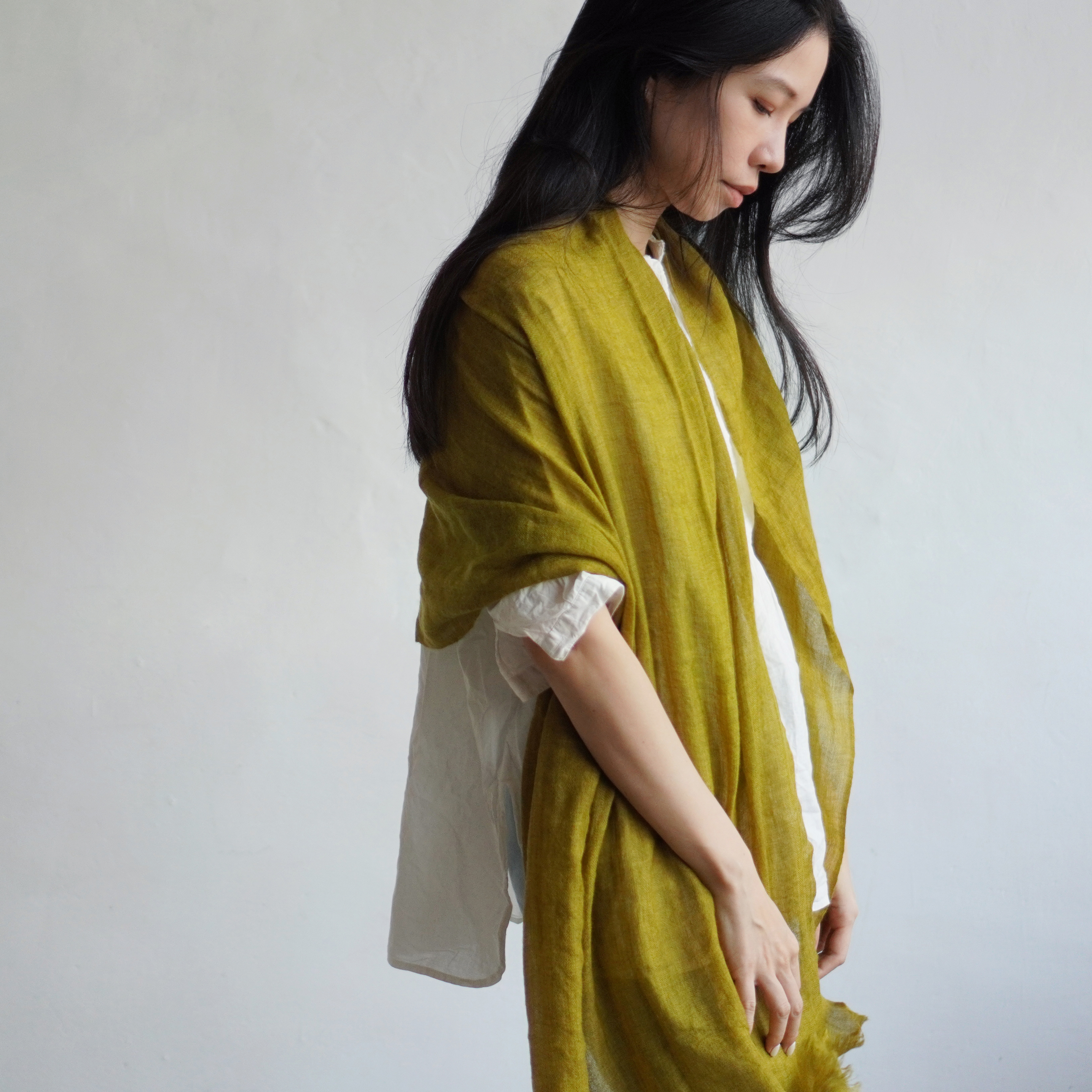 犛牛絨手染披肩｜日暮草場（黃色）｜中國藏區